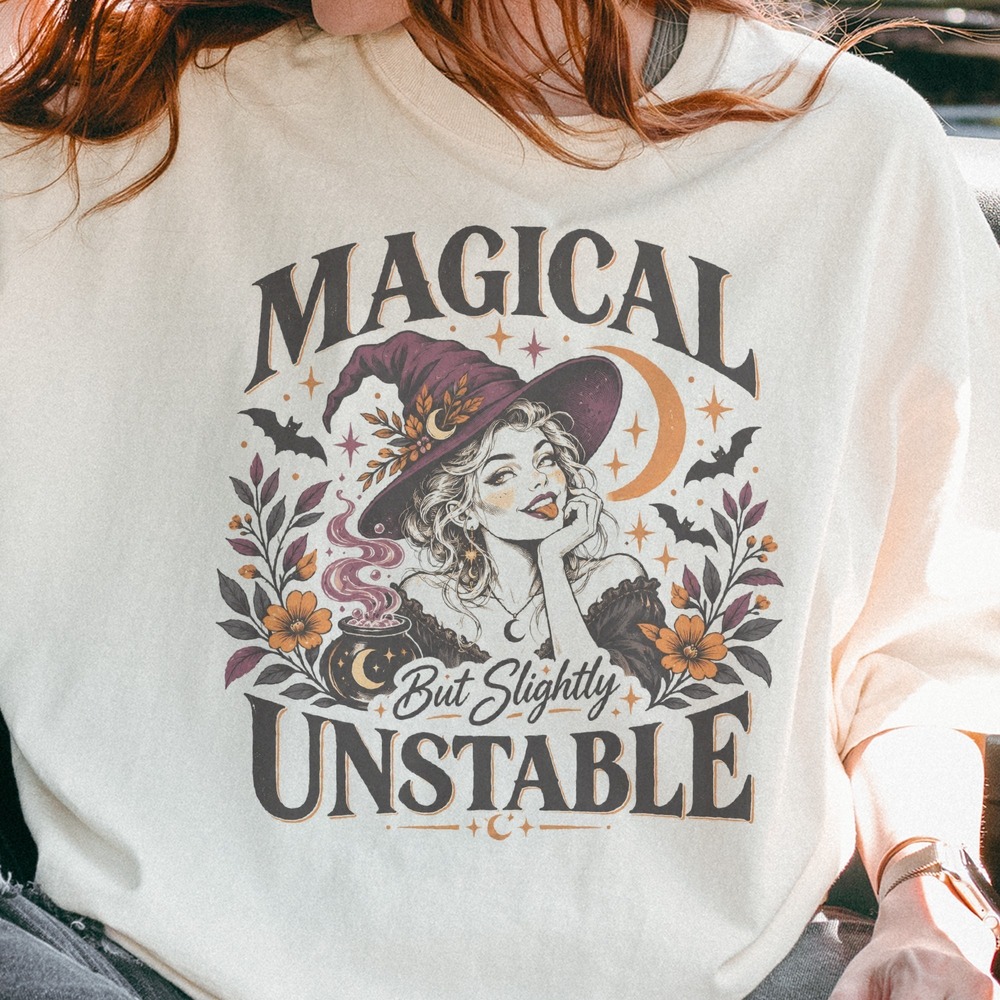 Magical But Slightly Unstable Witch Brewing Autumn Cauldron Tee